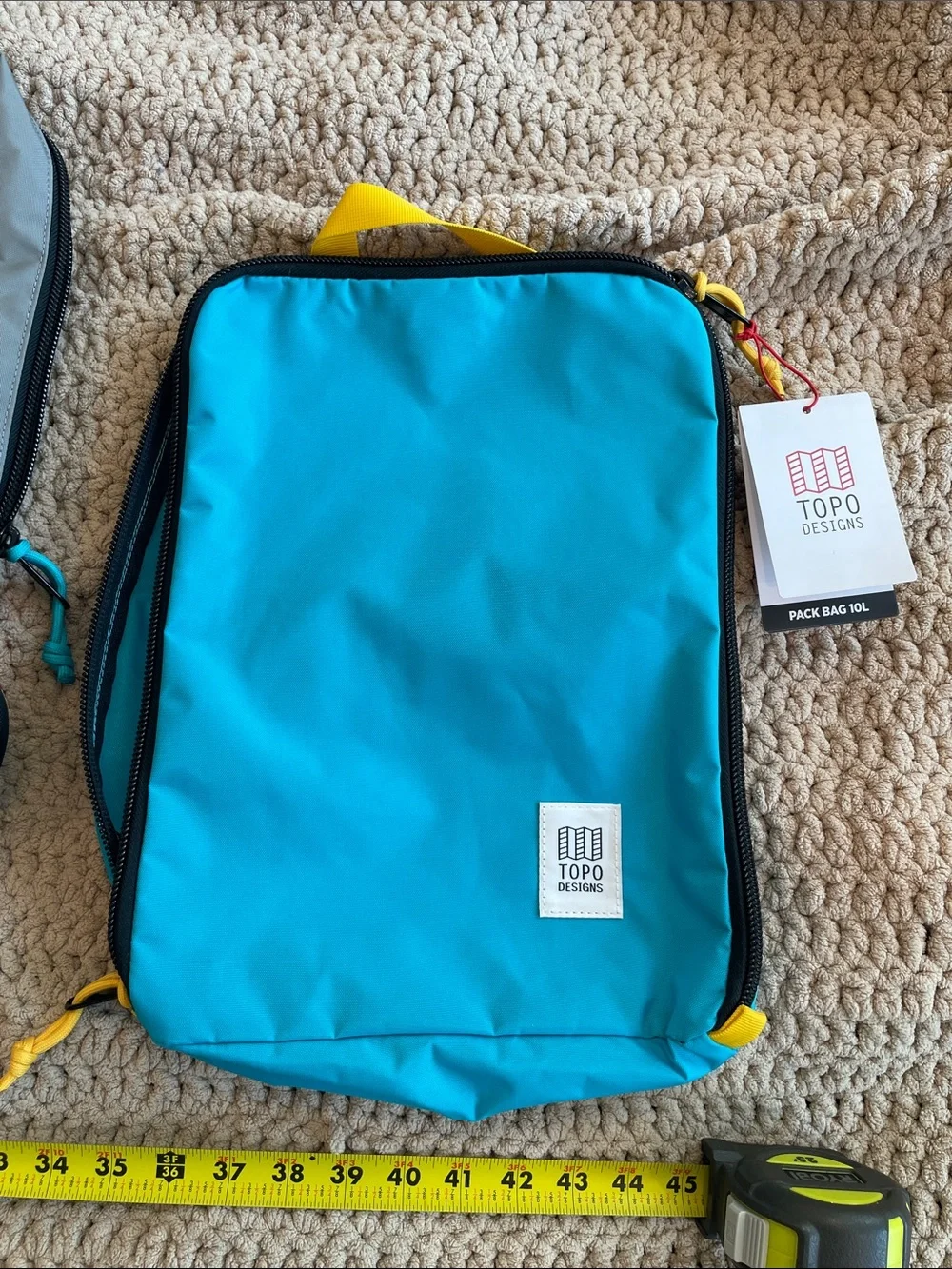 Topo Designs Gray & Black CARVANA Travel and Daily bag with Turquoise Accents